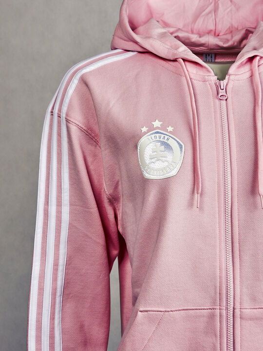 Rúžová mikina adidas s kapucňou na zips a s logom