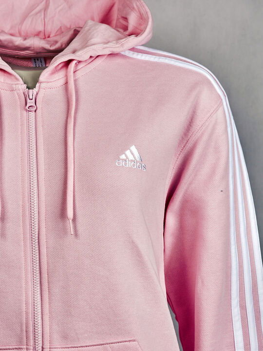 Rúžová mikina adidas s kapucňou na zips a s logom