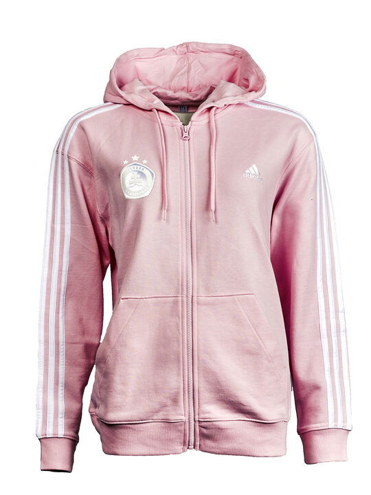 Rúžová mikina adidas s kapucňou na zips a s logom