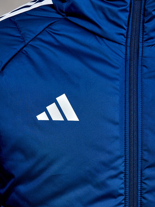 Modrá zimná bunda adidas s farebným logom