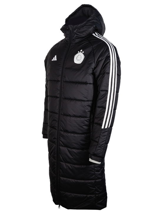 Dlhá čierna zimná bunda adidas s bielym logom